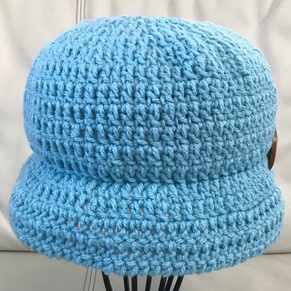 Brand New Handmade Crochet Bucket Hat with a nice button on the side, Adult Size - Picture 3 of 5